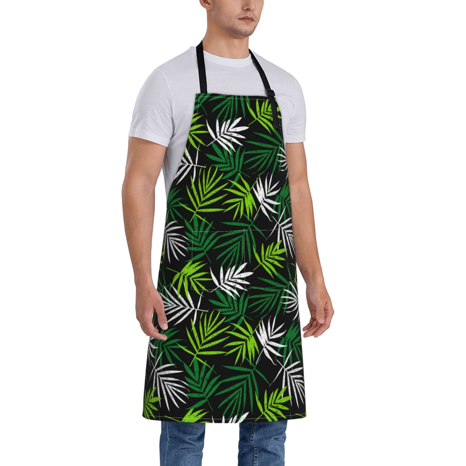 Kdxio Tropical Leaves1 Apron with Pockets Adjustable Kitchen Aprons for Men Women Waterproof Aprons for Cooking,Drawing,Crafting, Baking Household Cleaning