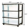 thumbnail image 4 of Homz Tall Solid Plastic 3 Drawer Medium Storage Cart w/ Caster Wheels, Black, 4 of 5