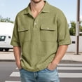 thumbnail image 2 of Afdoent Mens Polo Shirts Casual Half Sleeve Shirt Solid Color With Knit Front Pockets For Work Office Daily Wear Fashion, 2 of 4