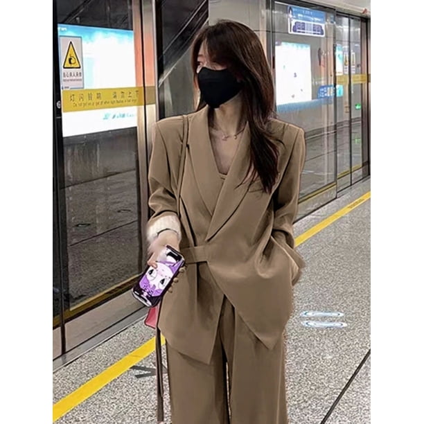 Conjunto de traje coreano para mujer, conjunto profesional de temperamento, traje holgado y relajado de estilo británico, conjunto de dos piezas, ropa nueva para mujer