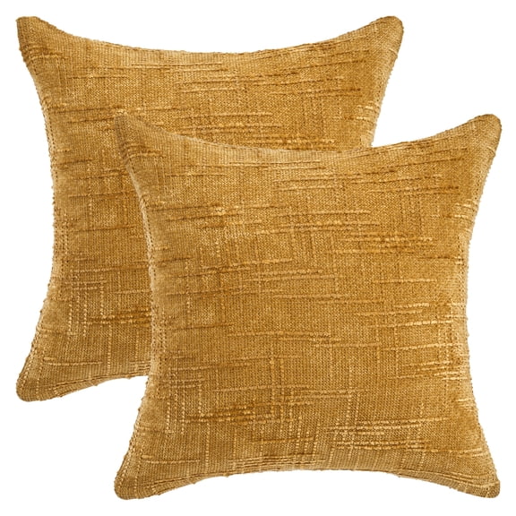 Unique Bargains Decorative Chenille Throw Pillow Covers Pack of 2 Yellow 18" x 18"