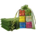 thumbnail image 1 of 50 bolsas de organza regalo con cordón 4 x 6 pulgadas, color verde claro para joyas, dulces, collar, tela transparente, bolsa malla transparente baby shower, Navidad, regalos fiesta Verde 4x6 inch 1, 1 of 7