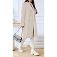 thumbnail image 5 of sicmoss Women's White Double Breasted Wool Overcoat, Lapel Long Winter with Pockets, 5 of 8