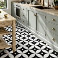 thumbnail image 3 of 10 Pcs Black White Four-Leaf Floral Peel and Stick Floor Tiles, 12x12 In Covers 10 Sq.Ft, Self-Adhesive DIY Vinyl Flooring, Removable Waterproof, Ideal for Kitchen, Bathroom, Bedroom, Home Walls, 3 of 8