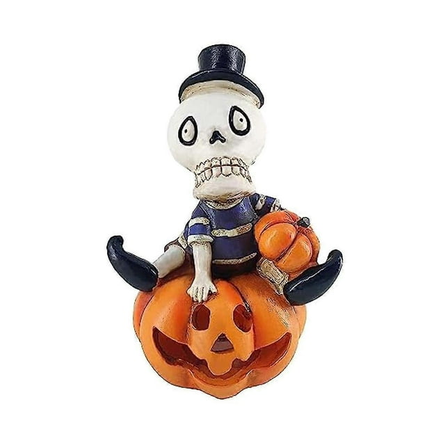 Glow Skull Halloween Pumpkin Decorations Mini Pumpkin Ornaments For Funny Halloween Decor Indoor Da