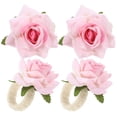 thumbnail image 5 of KAKOWELY 4 anillos para servilletas con forma de rosa y flores artificiales para bodas., 5 of 5