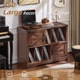 thumbnail image 6 of LELELINKY Large Record Player Stand Holds 450 Albums, 39" Farmhouse Wood Storage Cabinet with Barn Doors for Living Room, Brown, 6 of 8