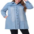 thumbnail image 1 of Unique Bargains Vestes en Jean Longues à Manches Longues pour Femmes, 1 of 6