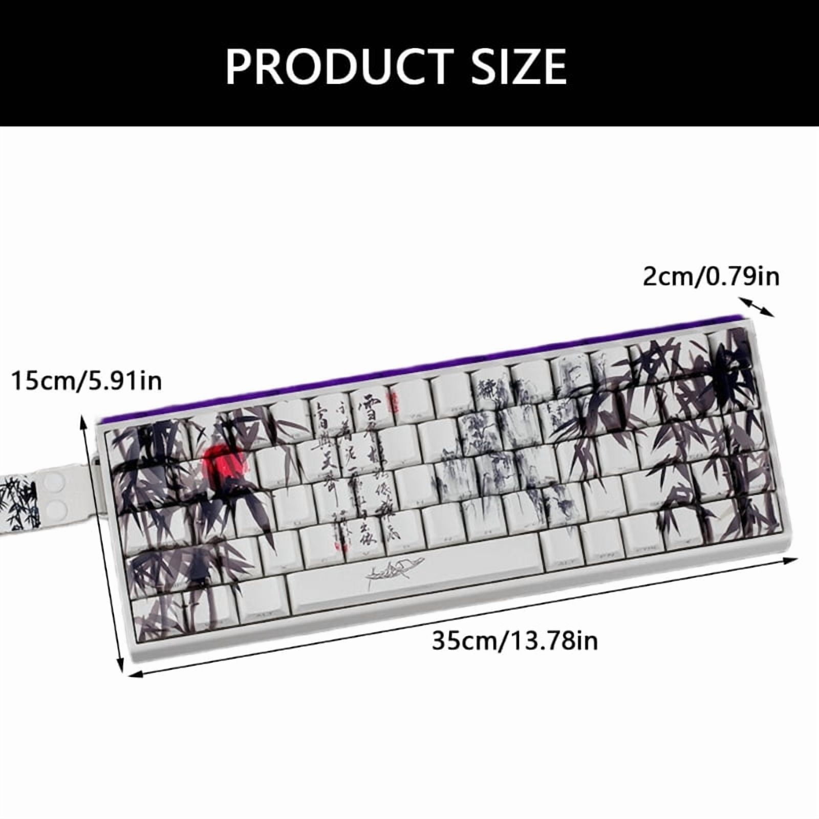60% 68% ANSI ISO Layout PBT Cherry Profile Keycaps With Bamboo Forest Artwork For 61/64/68 Mechanical Keyboards