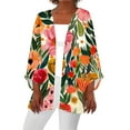 thumbnail image 2 of Ftwytp Womens Open Front Cardigan Lightweight Retro Print Cardigans 3/4 Sleeve Blouse Tops Coat Casual Duster Jackets, 2 of 5