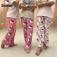 thumbnail image 2 of Pijama de Anime Sanrio Hello Kitty para mujer, pantalones de franela negra, Kawaii, de lana, dibujos animados blancos, informales, para el hogar, Otoño, 2023, 2 of 4