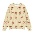 thumbnail image 4 of Christmas Kids Sweater Girls Crewneck Sweatshirt Long Sleeve Pullover Knit Tops,Relaxed Warm For Festival School Wear,Beige,7-8 Years, 4 of 6