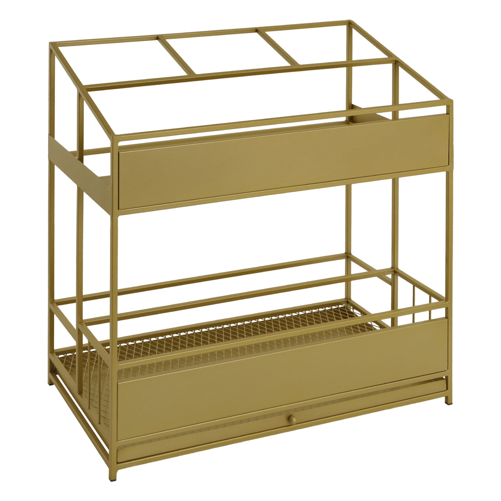 Large Umbrella Stand, Gold, 68x32x70cm Metal Umbrella Holder Rack with Drip Pan for Hotel, Mall, Office, Restaurant, Holds 30 Umbrellas