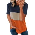 thumbnail image 1 of Womens Striped Color Block Short Sleeve Causal Blouses T Shirts Tops, 1 of 4