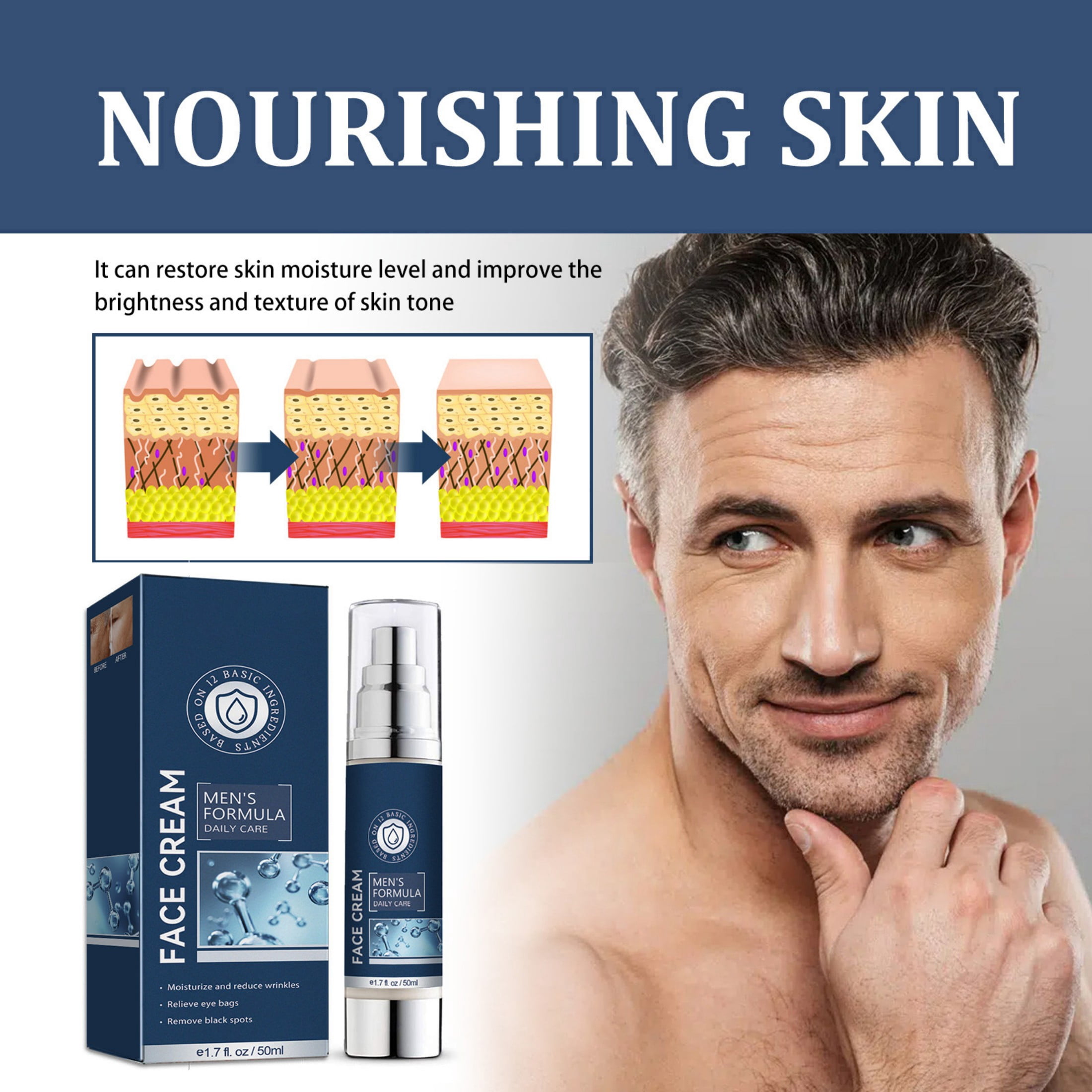 Alvantor Face Cream For Men, 6 In 1 All Facial Care, 1.7oz