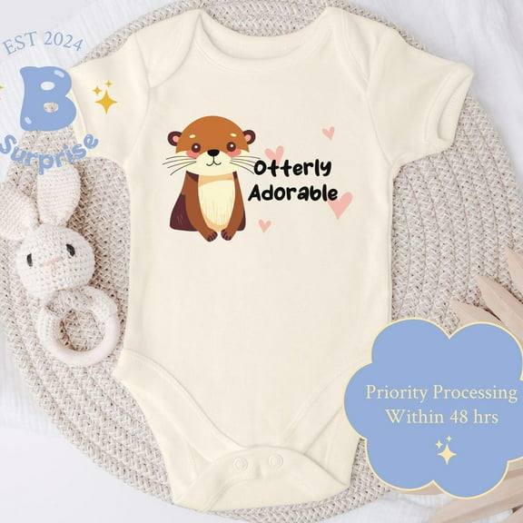 Otterly Adorable Baby Onesie, Cute Otter Infant Bodysuit, Baby Shower Gift Idea Cute Baby Onesie, BABY BODYSUIT LAT 4424