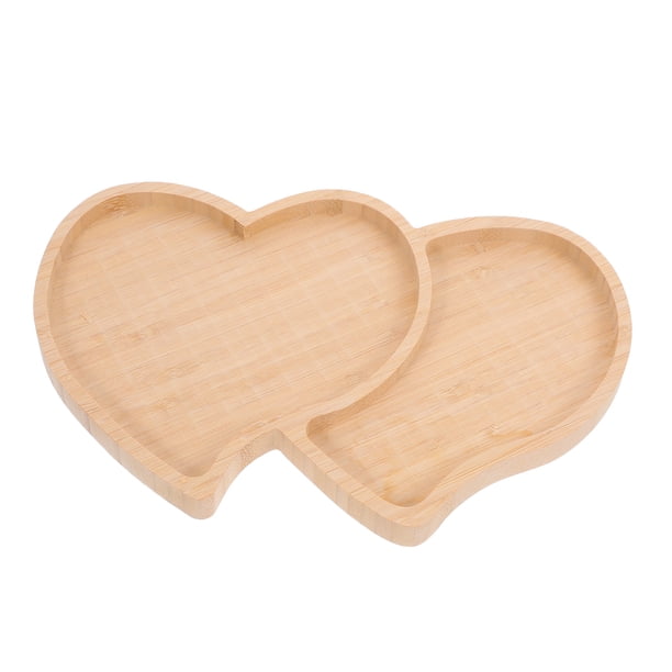 Bandeja de bambú con forma de corazón para servir aperitivos y postres, ideal para cenas en casa, fiestas y té de la tarde