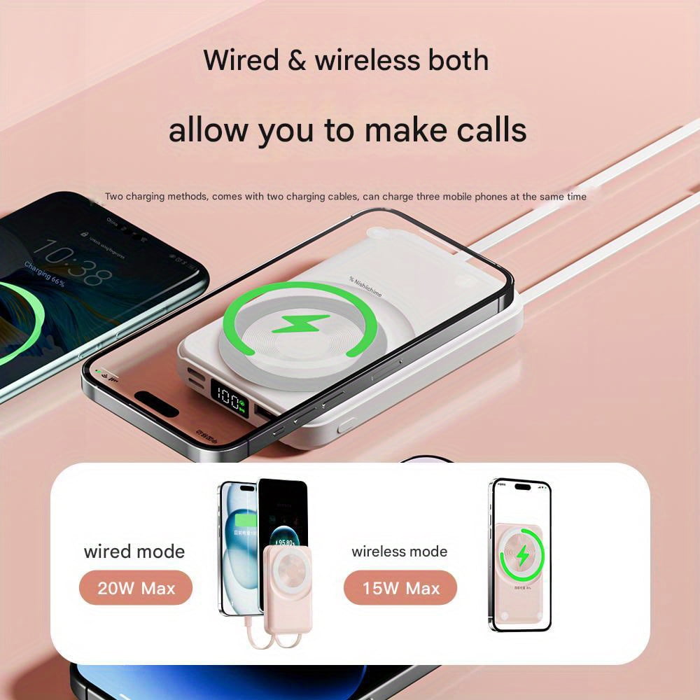 30000mAh Portable Power Bank with LED Display & Fast Charging, Includes Cables/Stand for iPhone/Android Phones, Digital Devices, Outdoor Emergency Battery Pack Gift