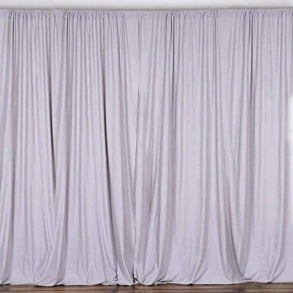 AK TRADING CO. 10 feet x 8 feet Polyester Backdrop Drapes Curtains Panels with Rod Pockets - Wedding Ceremony Party Home Window Decorations - Silver