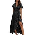 thumbnail image 1 of SMihono Robe d'Été pour Femmes Grande Taille Été Femmes Aguichant à Col en V Imprimée Dames à Manches Courtes Robe de Plage Décontractée, 1 of 7