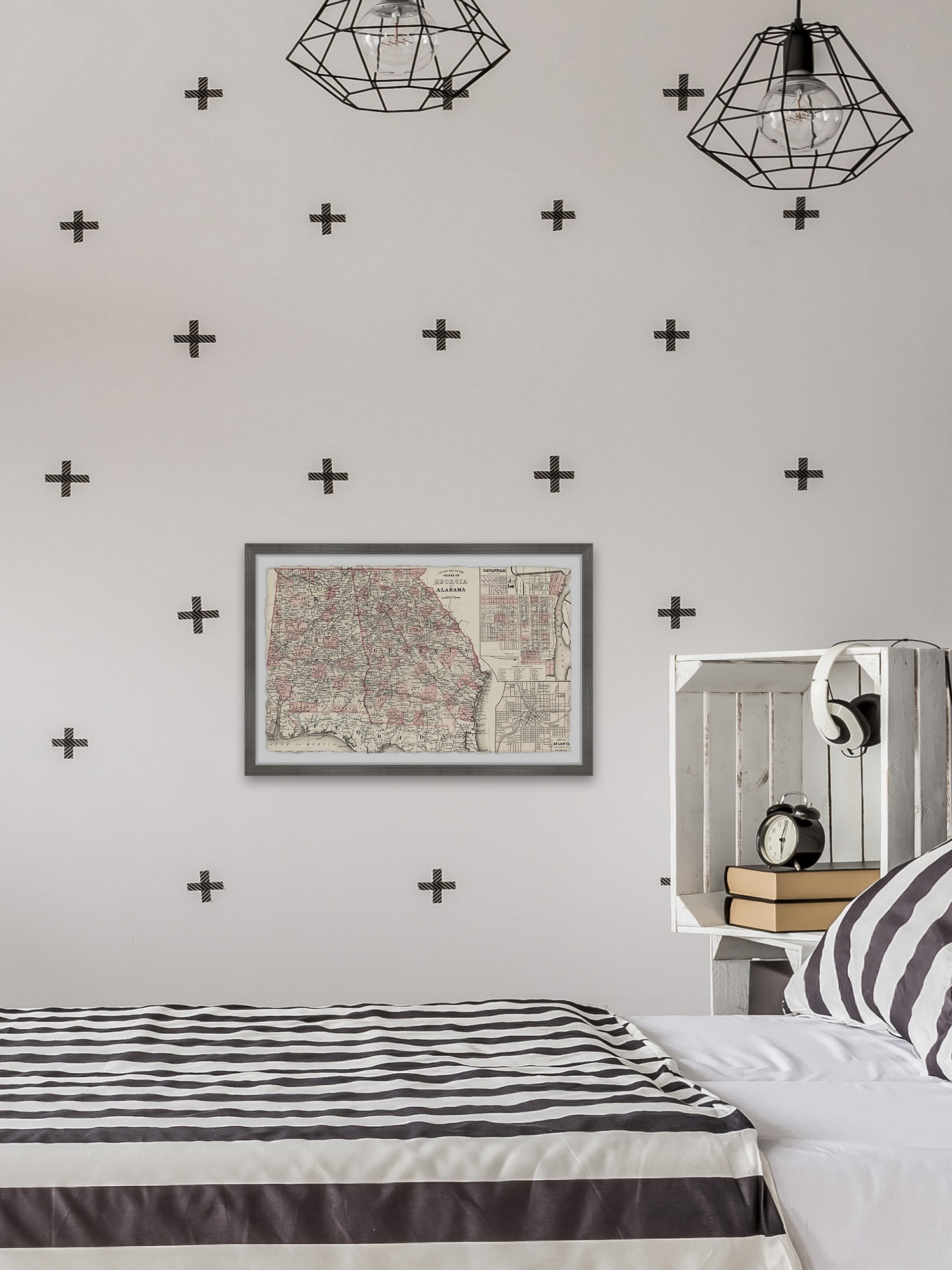 Marmont Hill State of Georgia and Alabama Framed Wall Art, 20" x 30"