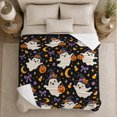 thumbnail image 5 of Whimsical Ghosts Jack-O-Lanterns, Festive autumn celebration Scene, Warm Flannel Blanket for Living Room and Family Room with Detailed Artwork, Art Lovers autumn celebration Gift, Festive Home Decor, 5 of 9