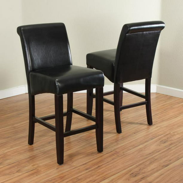 Milan Black Faux Leather Counter Stools, Faux Leather Counter Stools Set Of 2