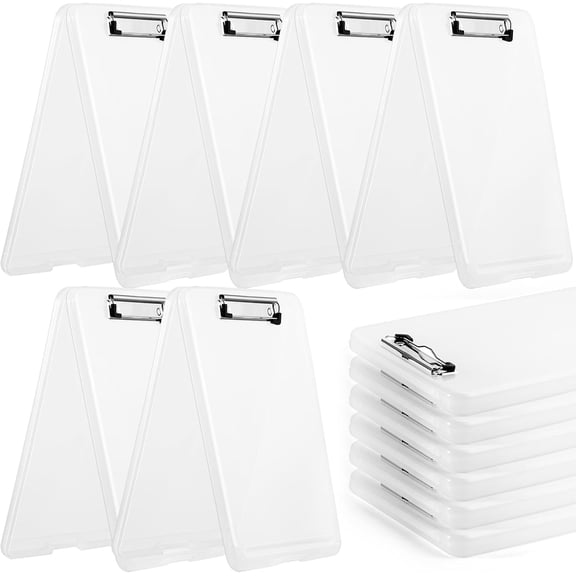 6 Pack Clear Clipboards with Storage, Plastic Storage Clipboard with Low Profile Clip, Clear High Capacity Nursing Clipboard, Heavy Duty Nursing Clipboards for Office, Nurse, 9.4x13.4x0.9 in