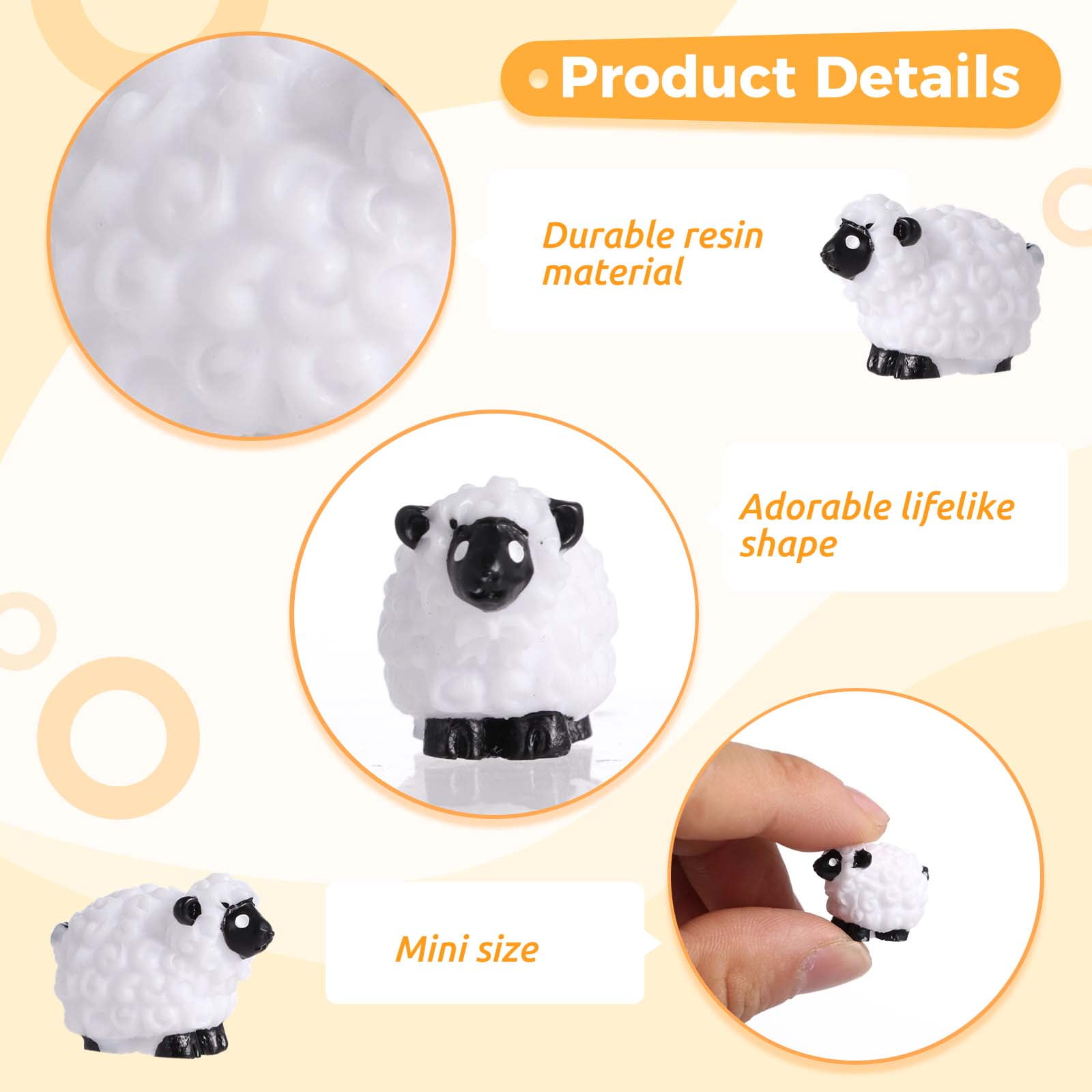 100 Pcs Miniature Sheep Figurines, Mini Cute Resin White Sheep Ornaments, Little Outdoor Moss Landscape Figurines, Tiny Fairy Garden Animal Cake Toppers, Realistic Small Lamb Decorations