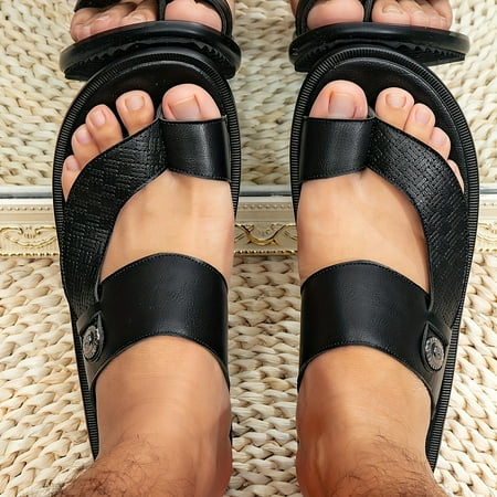 

Fashionable Arabic Geometric Pattern Sandals For Men Toe Post Outdoor Sandals With PU Leather Uppers