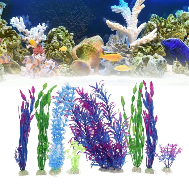 Estink Artificial Seaweed Decorations, Colorful Easy To Clean 8pcs Artificial Seaweed Water Plants For Aquarium Decoration