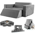 thumbnail image 4 of OLAKIDS Modular Kids Play Couch, 8PCS Toddler Sectional Sofa Building Fort for Playroom, Bedroom, Imaginative Convertible Floor Cushion, Foam Set for Boys and Girls (Grey), 4 of 9
