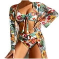 thumbnail image 2 of Leesechin Kimonos for Women Cardigan Long-sleeved Cover-up Split Three-piece Printed Lightweight Swimsuit, 2 of 5