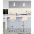 thumbnail image 3 of LumiSource Chrome, Cream PU Toriano Adjustable Bar Stool - Set of 2, 3 of 9