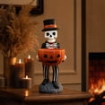 thumbnail image 4 of Outdoor Halloween Decor Skeleton Candy Bowl Statue, Resin Pumpkin Dish 11 Inch Top Hat Bow Tie for Porch Yard Entryway Table Centerpiece, 4 of 7