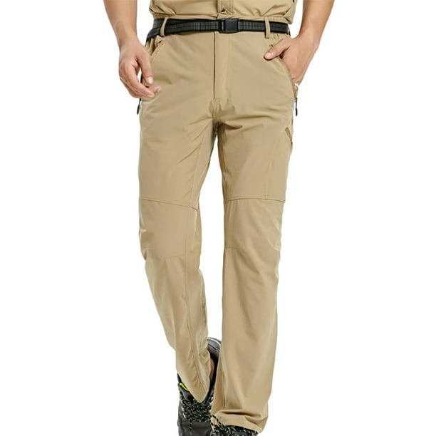 Pantalones largos para hombre, de color liso, lavados, elásticos, para exteriores, para montañismo, secado rápido, informales, de Taslan