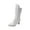 White, variant on Fesfesfes Riding Boots For Women Shoes Winter Warm High Heel Casual Retro British Style Solid Color Lace Up Pointed Mid Calf Knight US:5.5(36)