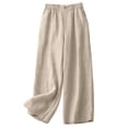 thumbnail image 4 of ClodeEU Women's Embroidered Linen Blend 3/4 Sleeve Boho Set,Casual Solid Color Wide Leg Pants Two Piece Outfit Army Green,Women's Plus L, 4 of 8