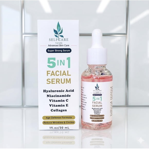 5 IN 1-30ML FACIAL SERUM HYALURONIC ACID with Collagen, Vitamin C, Vitamin E, Niacinamide - CRUELTY-FREE - SELFCARE CANADA - STRONG ANTI AGING SKINCARE FORMULA
