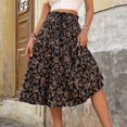 thumbnail image 5 of LWavelet Floral Flared Midi Skirt Women Daily Casual Flowy Stylish Versatile Bottoms Black L, 5 of 8