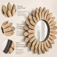 thumbnail image 3 of Wall Mirror Decorative 12 inch Sunburst Boho Mirror - Entryway & Bedroom Decor, Rustic Wood Round, 3 of 7