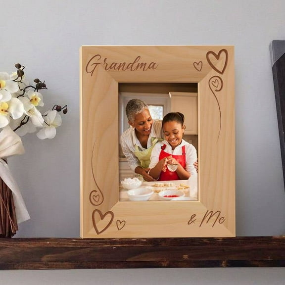 Grandma and Me Personalized Wooden Picture Frame 3 1/2" x 5" Brown (Vertical)