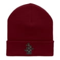 thumbnail image 5 of Bamboo Stalks Embroidered 12 Inch Long Knitted Beanie - Maroon OSFM, 5 of 5