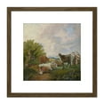 thumbnail image 1 of After Gainsborough Figures Cattle In Landscape Painting 8X8 Inch Square Wooden Framed Wall Art Print Picture with Mount, 1 of 4
