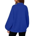 thumbnail image 4 of Resicozy Zip Up Jacket for Women No Hood Casual Spring Fall Lightweight Oversized Jacket Hoodless Sweat Jacket with Pocket Blue L, 4 of 7
