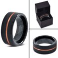 thumbnail image 4 of P. Manoukian Tungsten Wedding Band Ring 8mm for Men Women Black & 18K Rose Gold Plated Center Line Pipe Cut Brushed Polished Lifetime Guarantee Size 11.5, 4 of 4