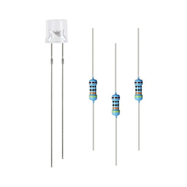 10Set 5mm Diodes Red Flat Top Clean Lens with Edge 28mm w Resistors (for DC 6-12V) - Walmart.com