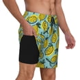 thumbnail image 2 of Naloa Lemon Print Men Swim Trunks with Compression Liner ,Board Shorts,Men's Swim Shorts with Drawstring and Elastic Waistband-3X-Large, 2 of 6