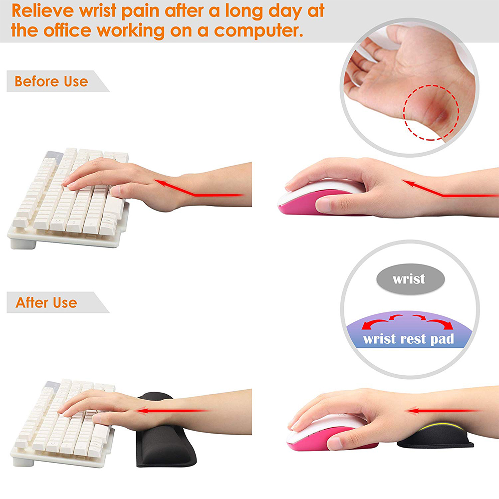 Enlarge Gel Memory Foam Set Keyboard Wrist Pillow Rest Pad and Mouse Wrist Cushion Support for Office, Computer, Laptop, Mac - Durable, Comfortable and Pain Relief - image 5 of 7