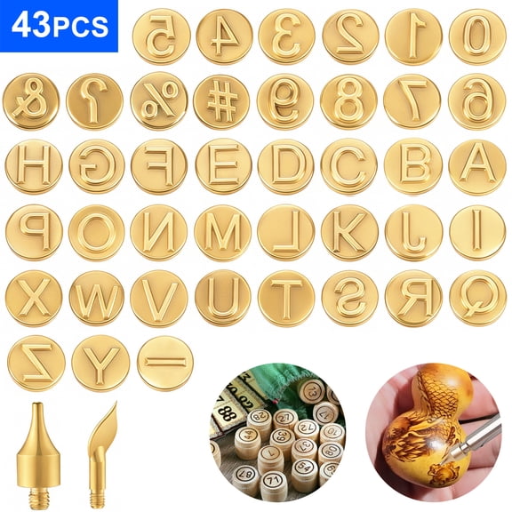 43pcs Wood Burning Tips, EEEkit Letters and Numbers Wood Burner Carving Tips Kit for DIY Embossing and Carving Crafts